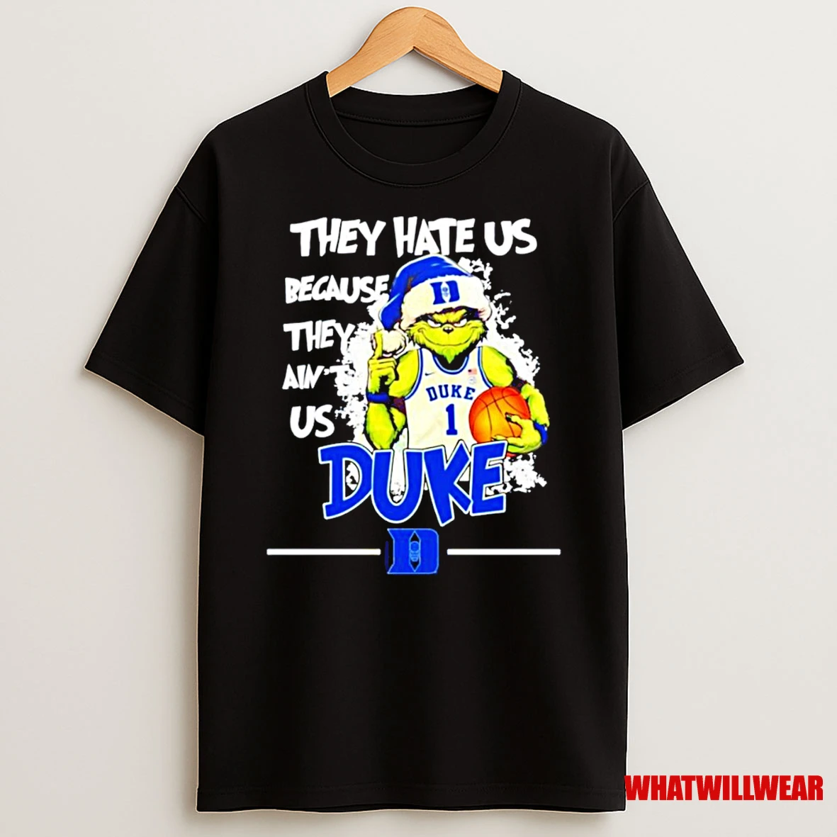 Duke Blue Devils X Grinch Santa They Hate Us Because They Aint Us Shirts