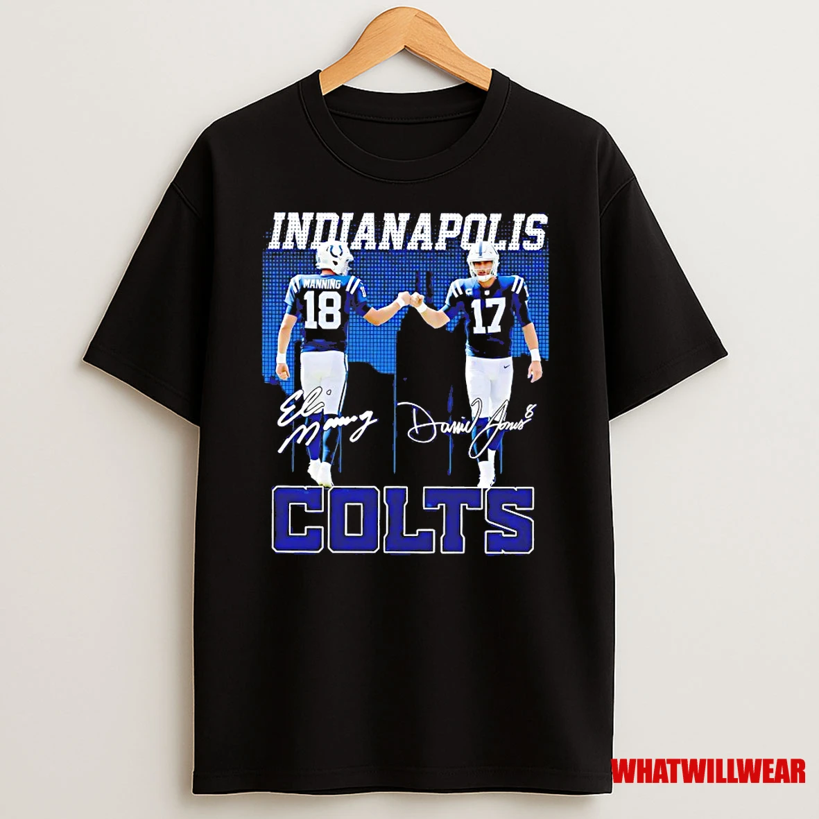 Eli Manning Fist Bump Daniel Jones Indianapolis Colts Football Signatures Shirts