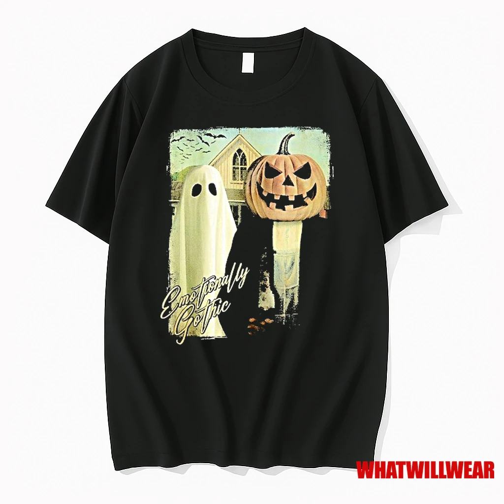 Emotionally Gothic Ghost Pumpkin Head Man Halloween Shirts