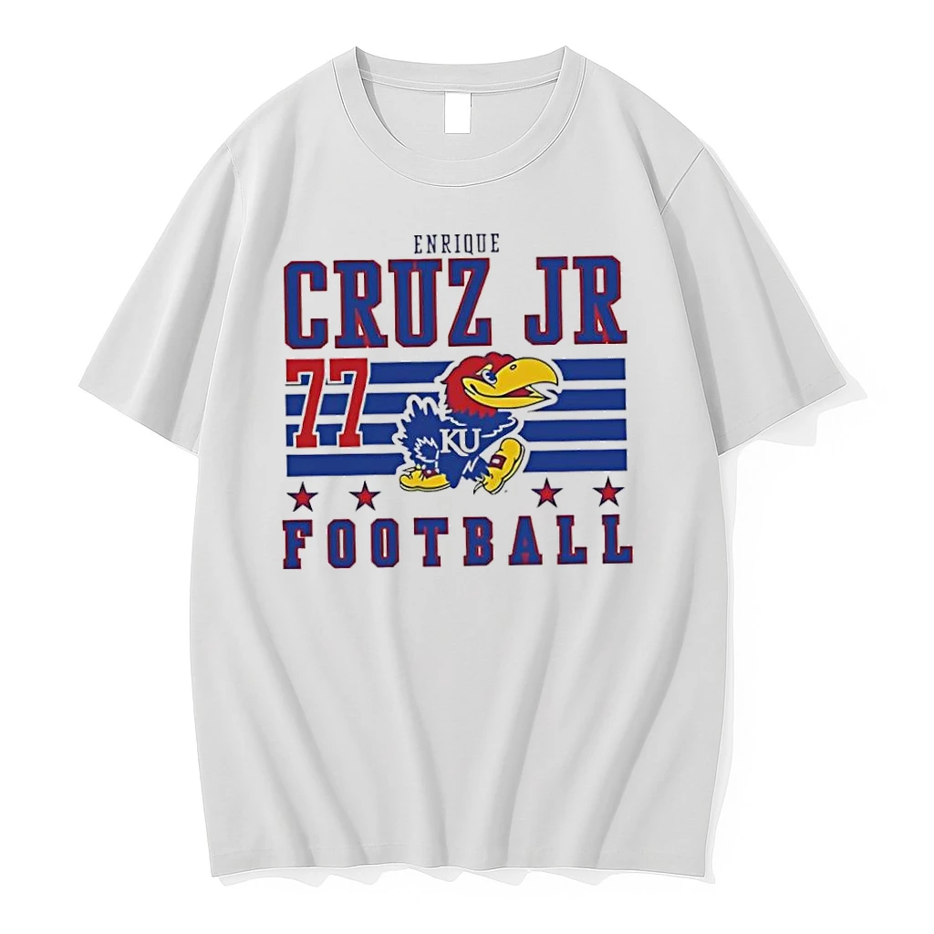 Enrique Cruz Jr Kansas Jayhawks White Football Shirts