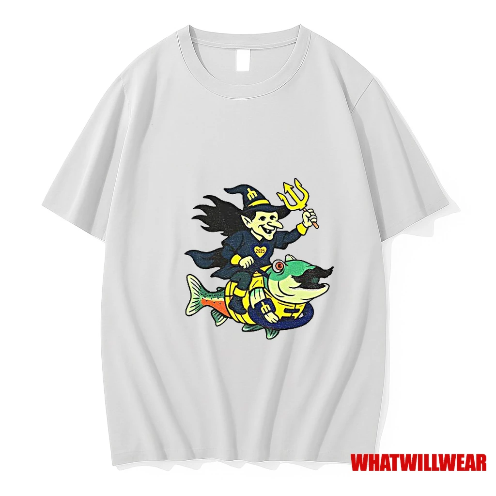 Etsy Witch Mustache Trident Riding Humpy Salmon Seattle Mariners 2025 Shirts