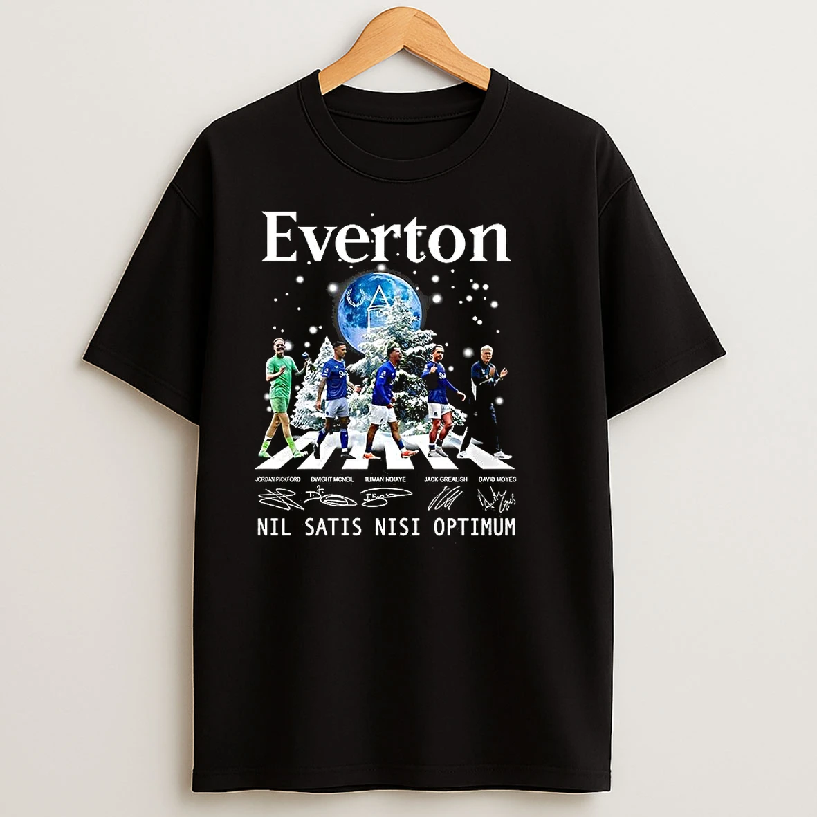 Everton Nil Satis Nisi Optimum Player Across The Street Signature Christmast T Shirts