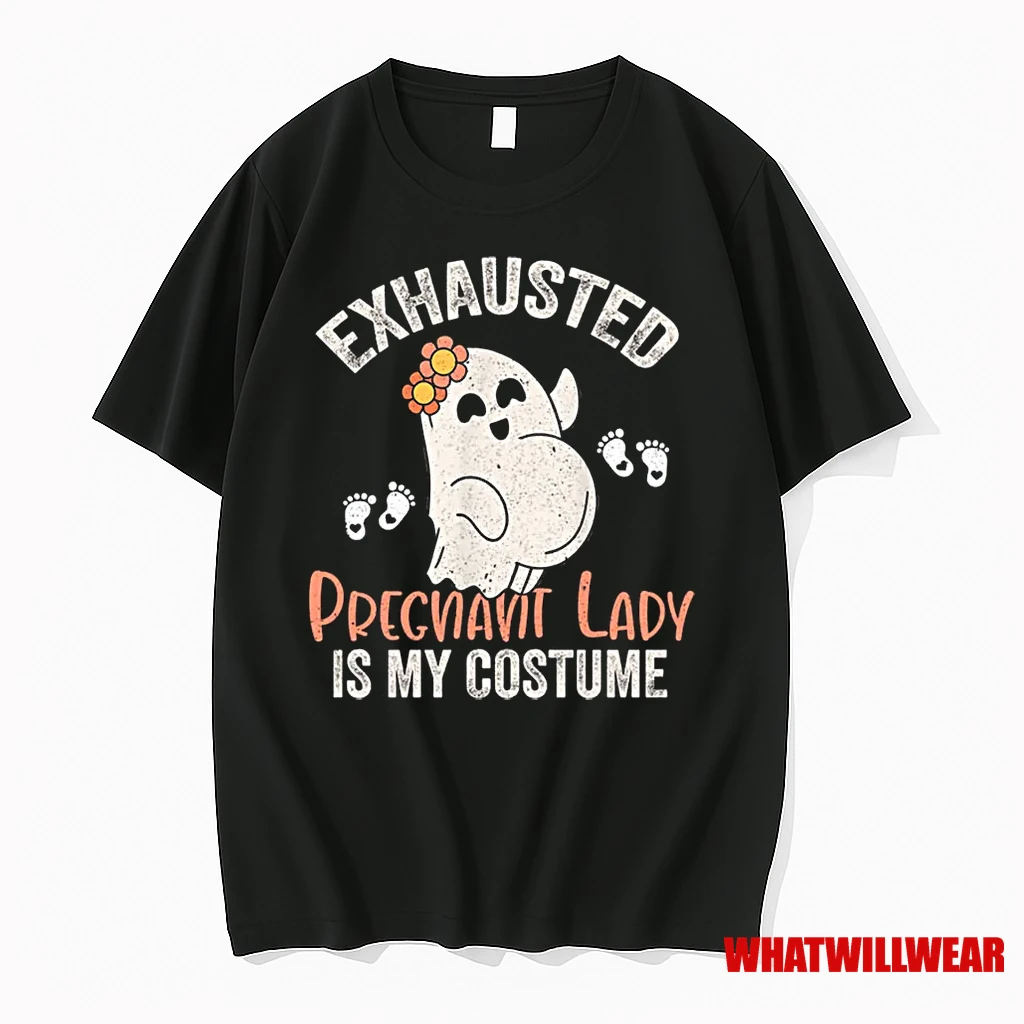 Exhausted Pregnant Lady Is My Costume Halloween Pregnancy Shirts