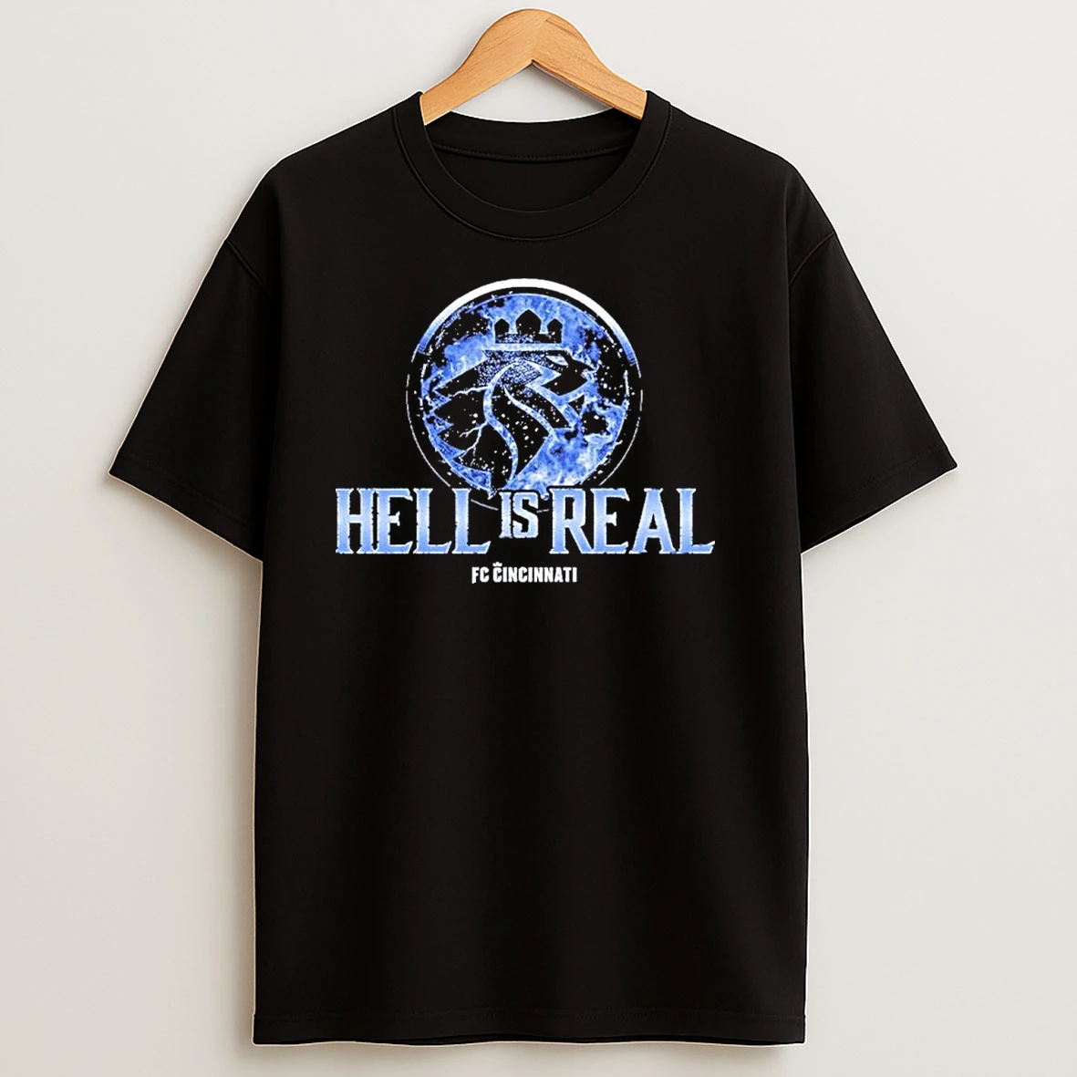 Fc Cincinnati Hell Is Real Kombat Ice Blue T Shirts