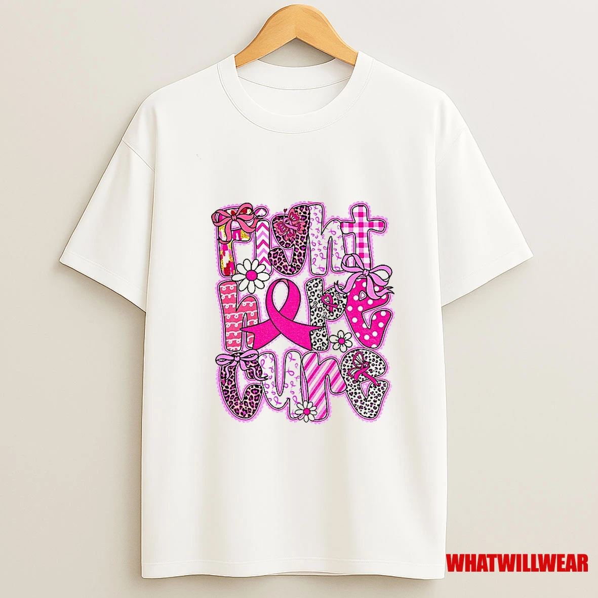 Faith Hope Cure Breast Cancer Survivor October We Wear Pink Shirts