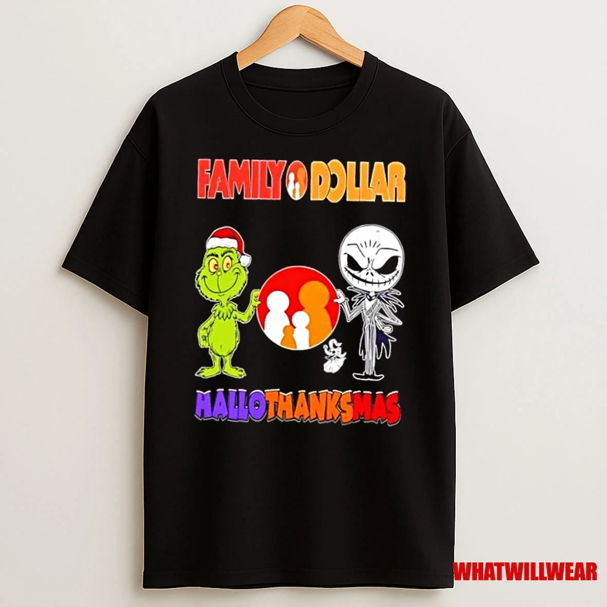 Family Dollar X Grinch And Jack Skellington Friends Fist Bump Happy Hallothanksmas Shirts