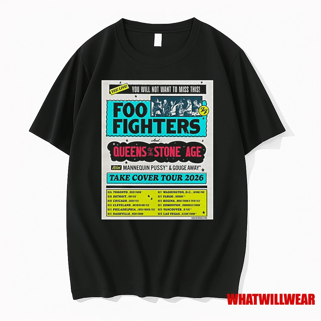 Foo Fighters And Queens Of The Stone Age Take Cover Tour 2025 Shirts