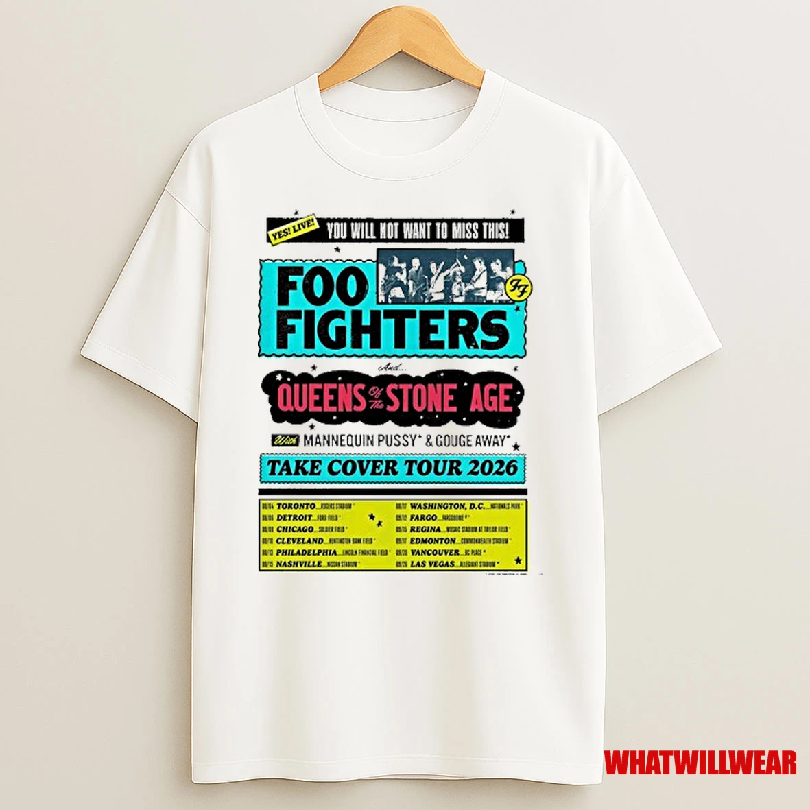 Foo Fighters Queens And The Stone Age Take Cover Tour 2026 Dates Shirts
