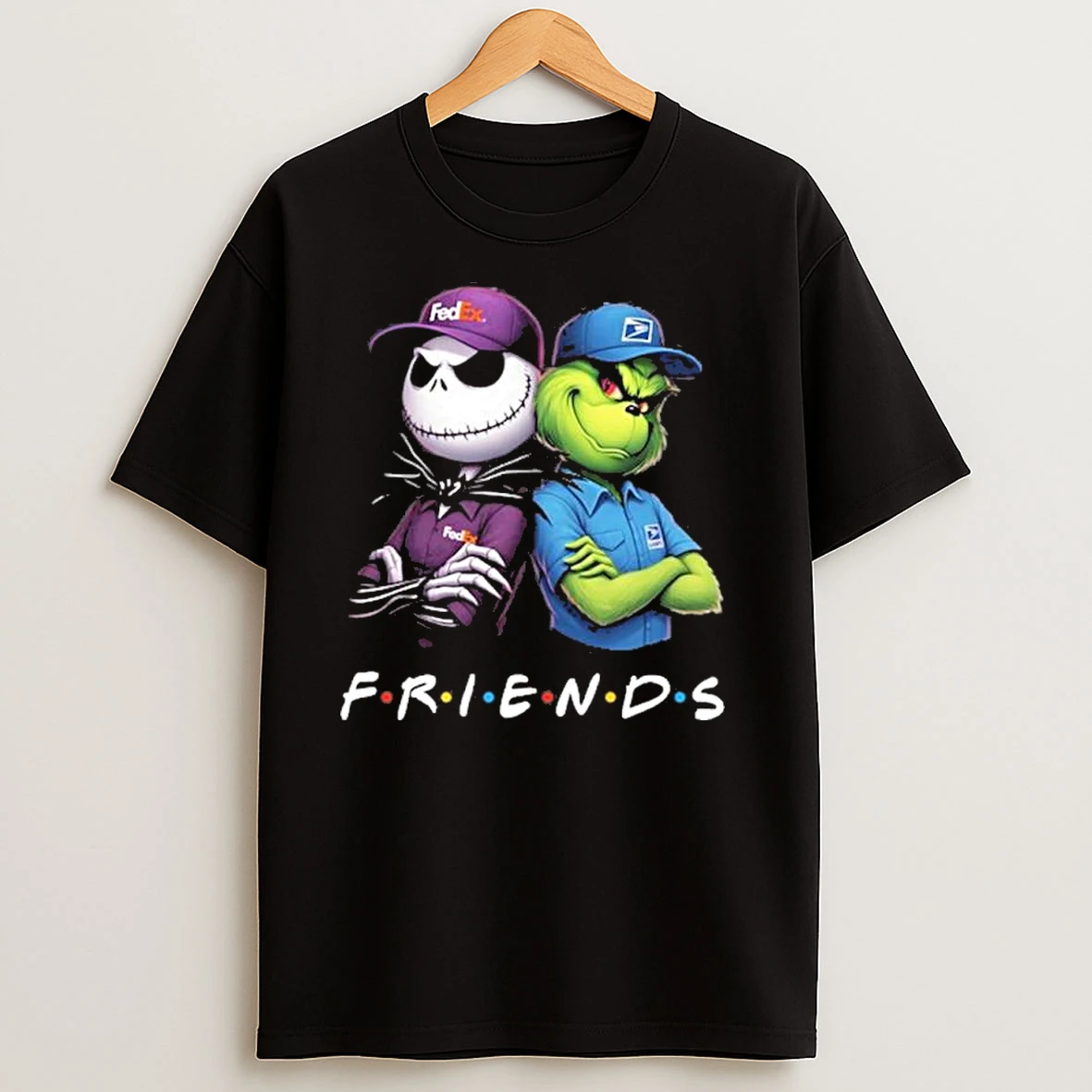Friends Jack Skellington And Grinch Fedex Usps Logo T Shirts