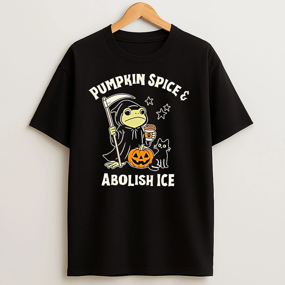 Frog Cat Pumpkin Spice And Abolish Ice Halloween T Shirts
