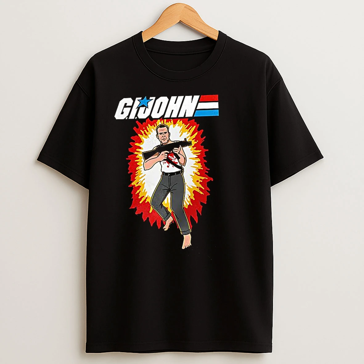 G I John G I Joe John Mcclane Die Hard Parody Graphic T Shirts