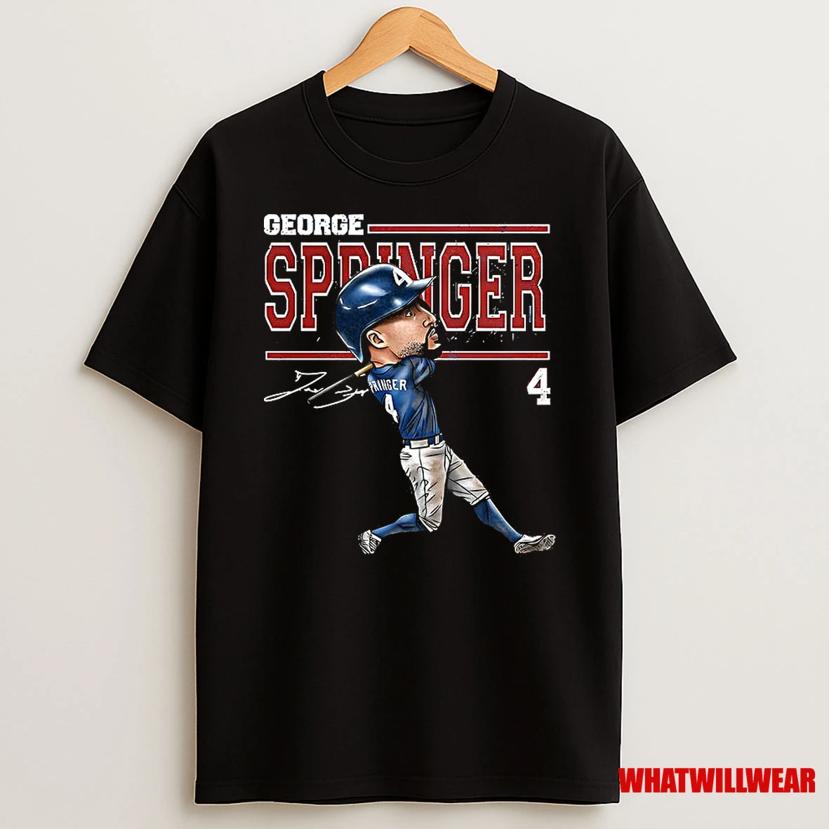 George Springer Toronto Blue Jays Baseball 2025 Number 4 Cartoon Signature Shirts
