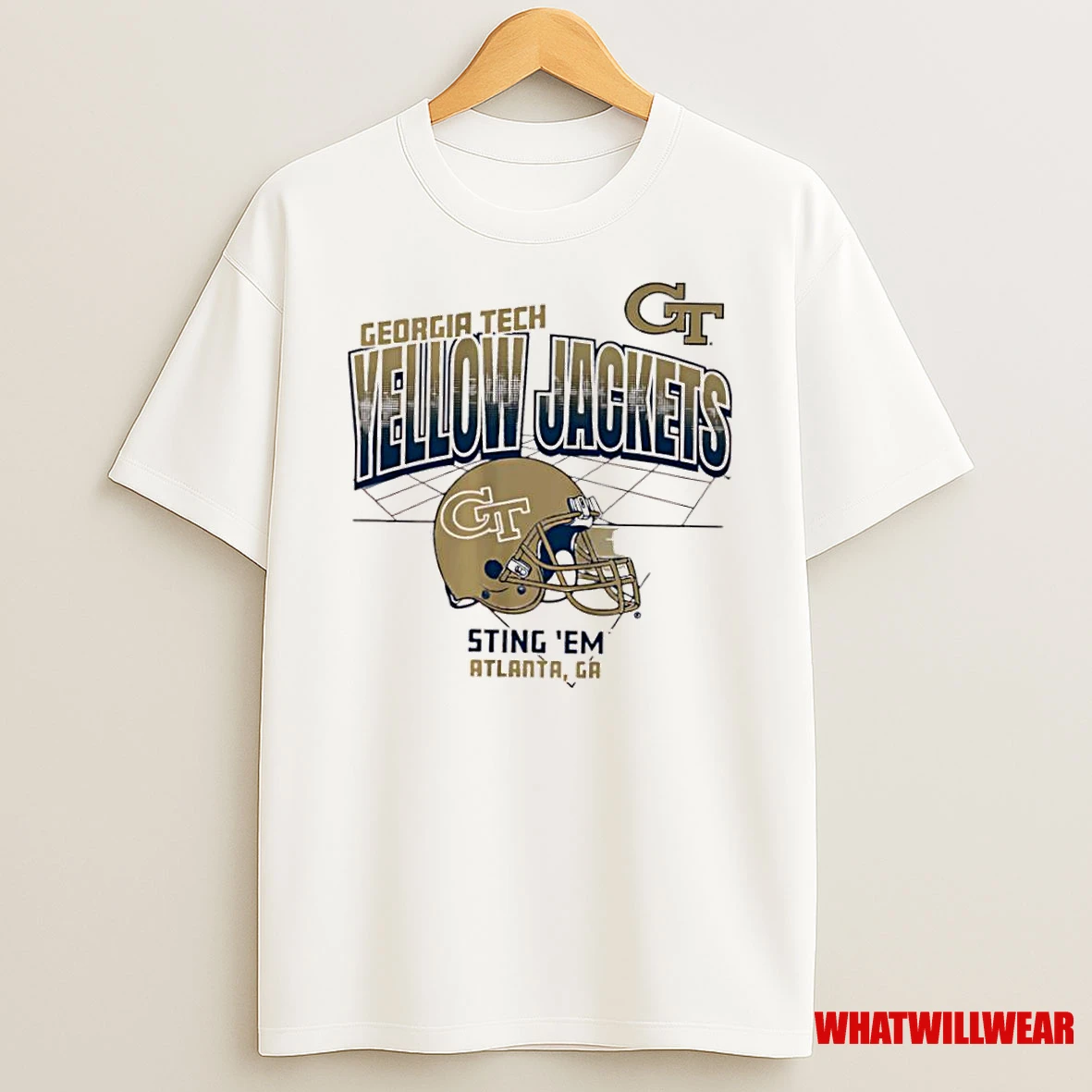 Georgia Tech Yellow Jackets Sting Em Atlanta Ga Helmet Logo Shirts