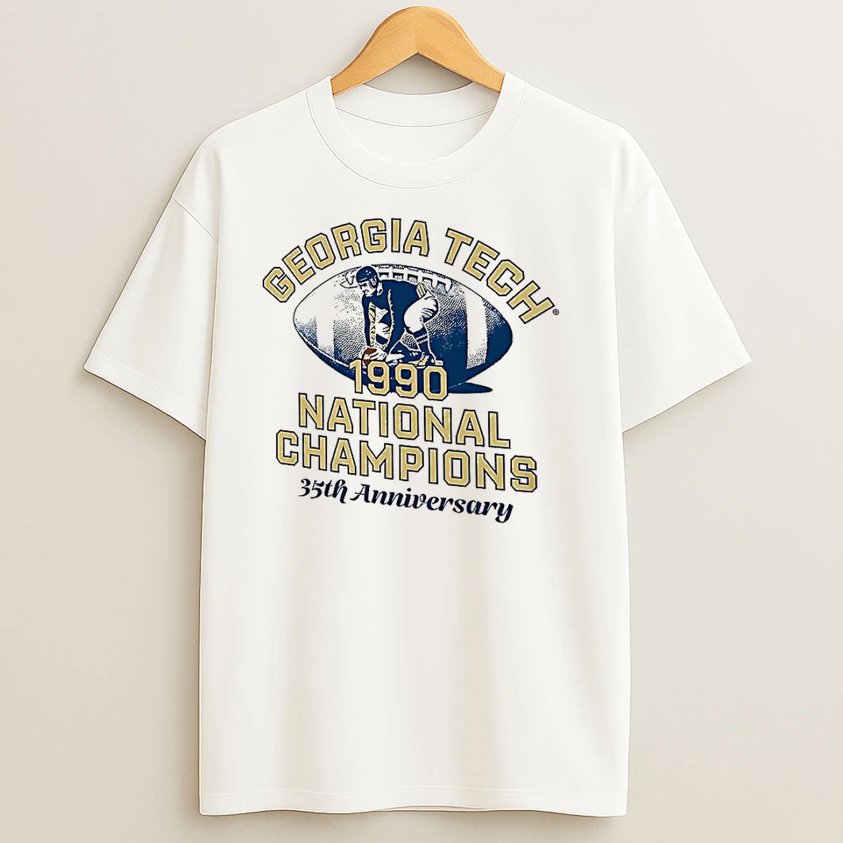 Georgia Tech Yellow Football 1990 National Champs 35th Anniversary 2025 Retro T Shirts