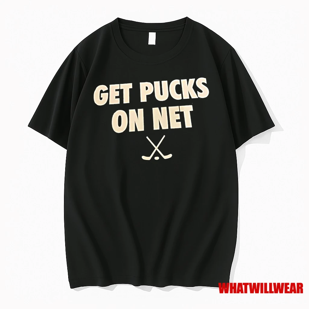 Get Pucks On Net Hockey Stick Shirts