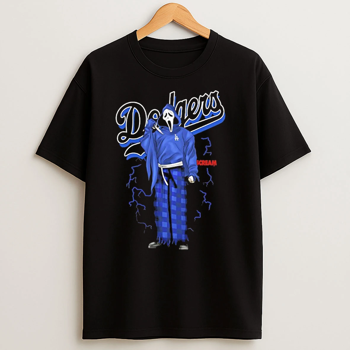 Ghostface Scream X Los Angeles Dodgers T Shirts
