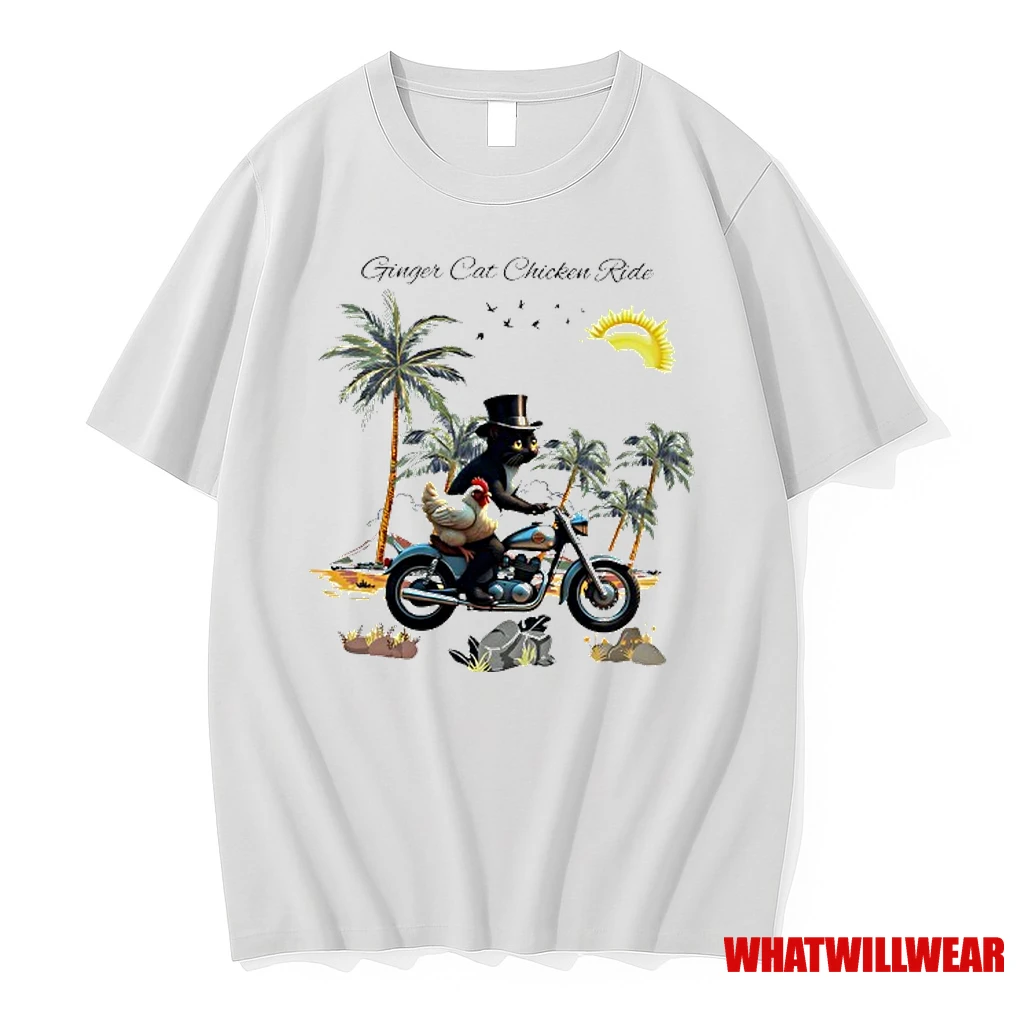 Ginger Cat Chicken Ride Sun Cloud Shirts