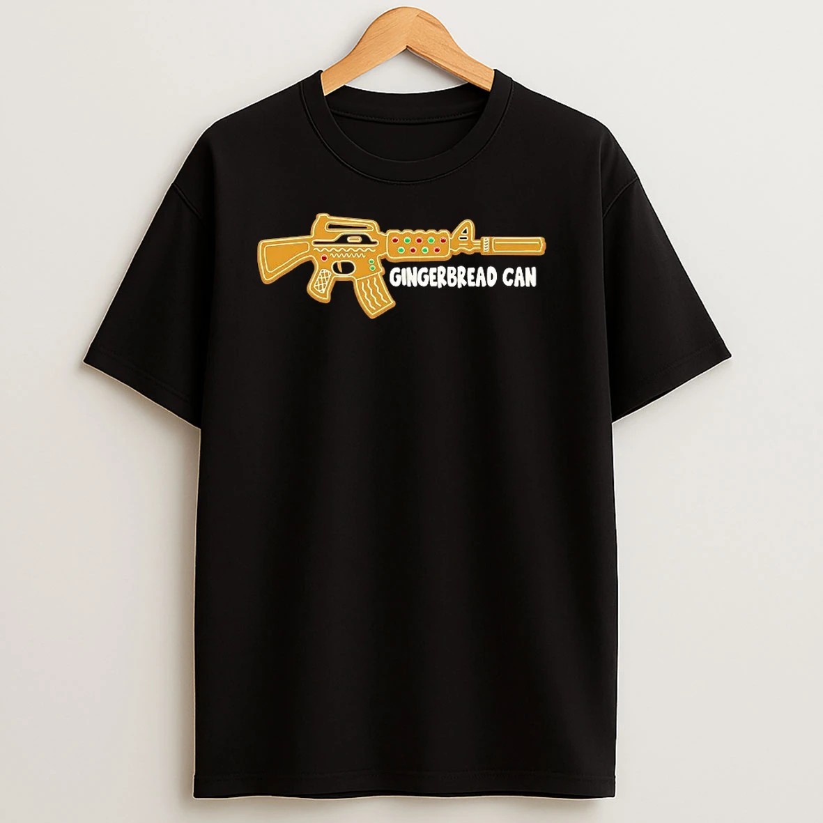 Gingerbread Can Shotgun Christmas T Shirts