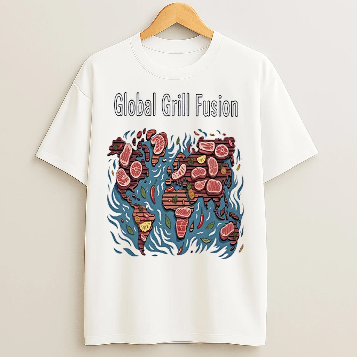 Global Grill Fusion Meat Map T Shirts