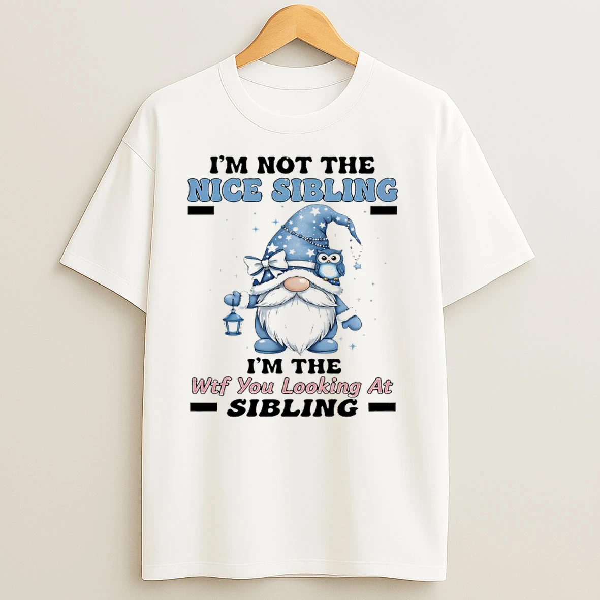 Gnome Im Not The Nice Sibling Im The Wft You Looking At Sibling T Shirts
