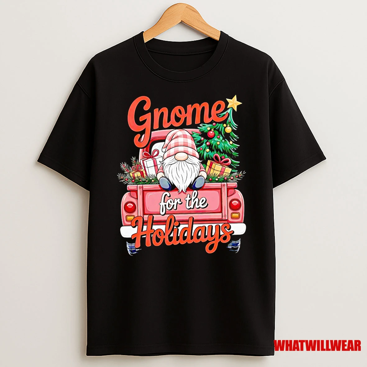 Gnome For The Holidays Red Truck Christmas Tree And Gifts Shirts