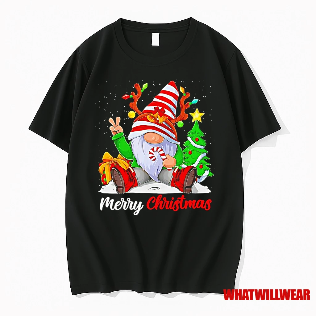 Gnome Peace Sign Candy Cane Tree Lights Merry Christmas Shirts