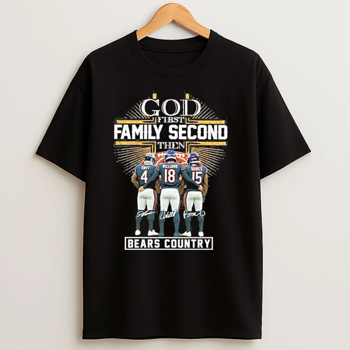 God First Family Second Then Chicago Bears Country Player T Shirts