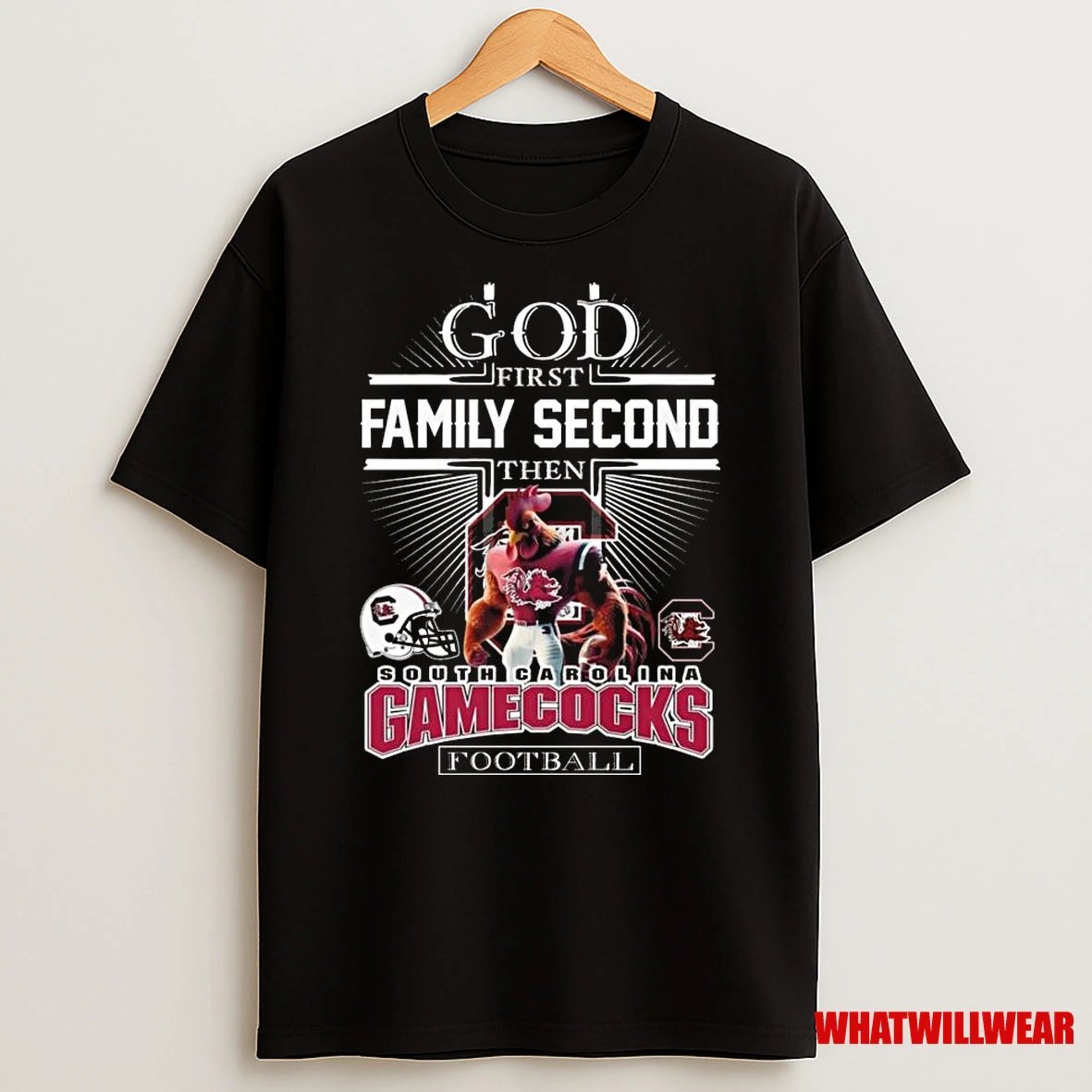 God First Family Second Then South Carolina Gamecocks Football Mascot 2025 Shirts