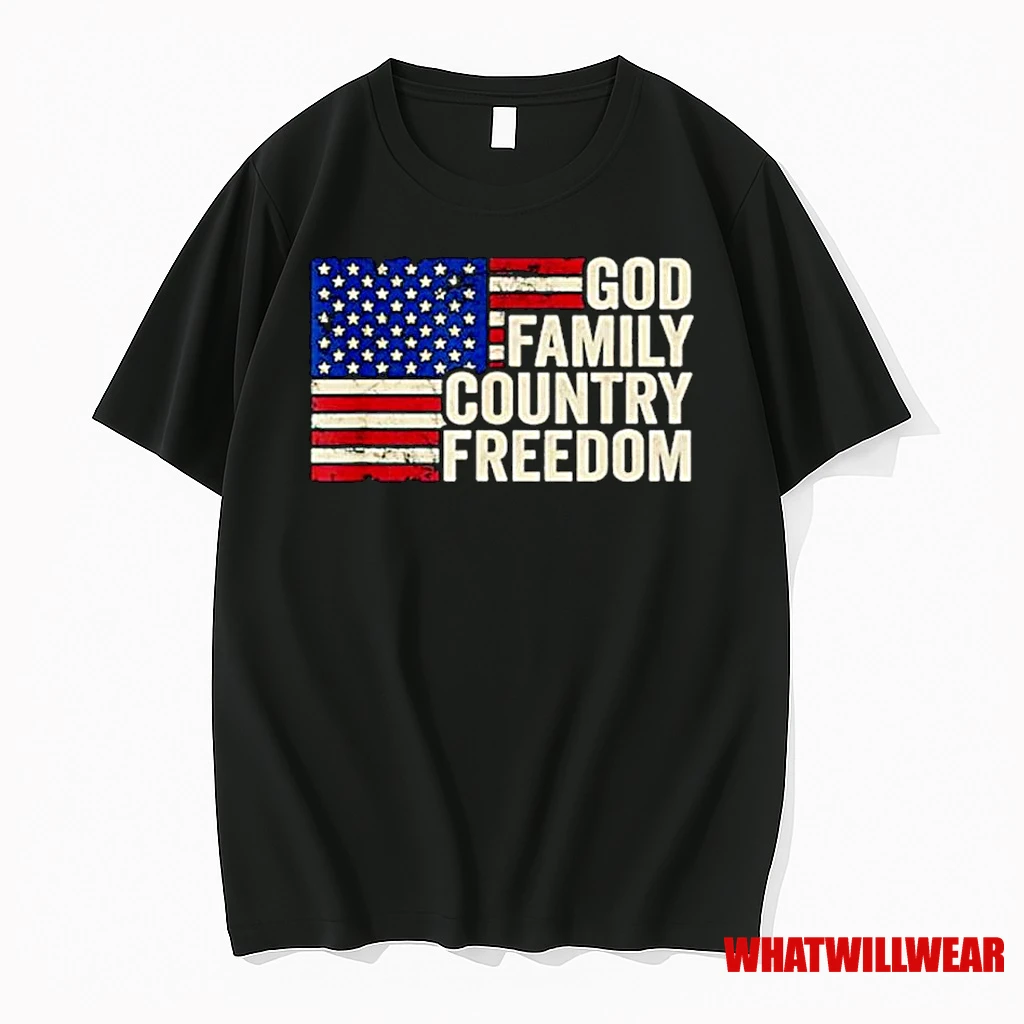 God Family Country Freedom Usa Flag Ornaments Shirts
