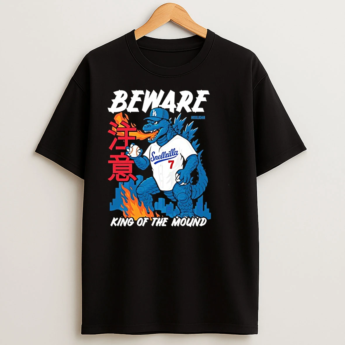 Godzilla Los Angeles Dodgers Beware King Of The Mound T Shirts
