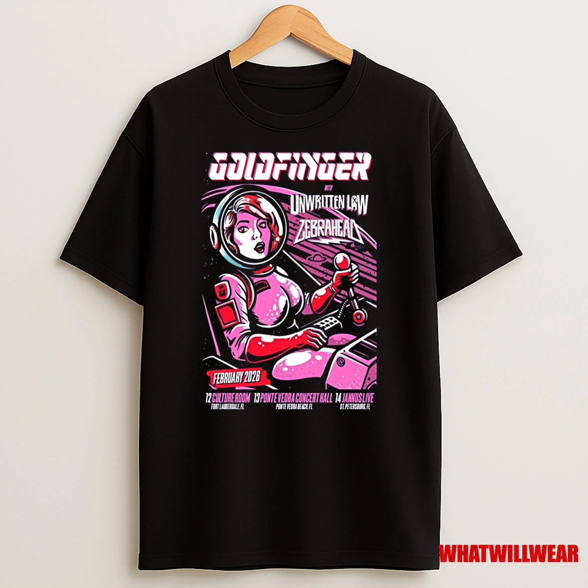 Goldfinger With Unwritten Law Zebrahead February 12 14 2026 Concert Shirts