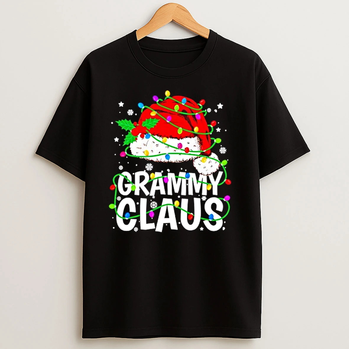 Grammy Claus Christmas Lights Pajama Family Matching T Shirts