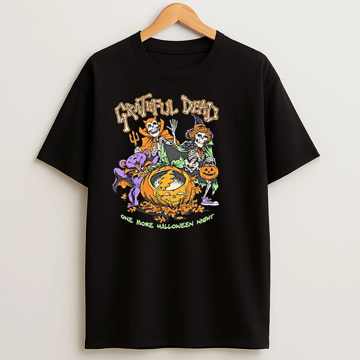 Grateful Dead Steal Your Pumpkin Dark Heather One More Halloween Night T Shirts