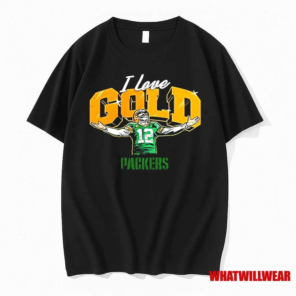 Green Bay Packers Aaron Rodgers I Love Gold Shirts