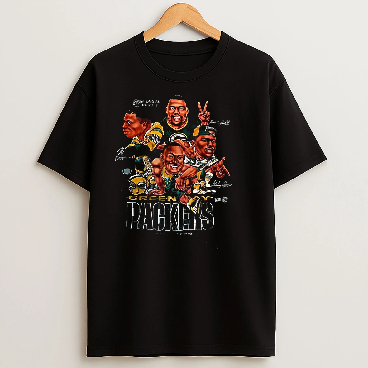 Green Bay Packers Nfl Cartoon Signature T Shirts