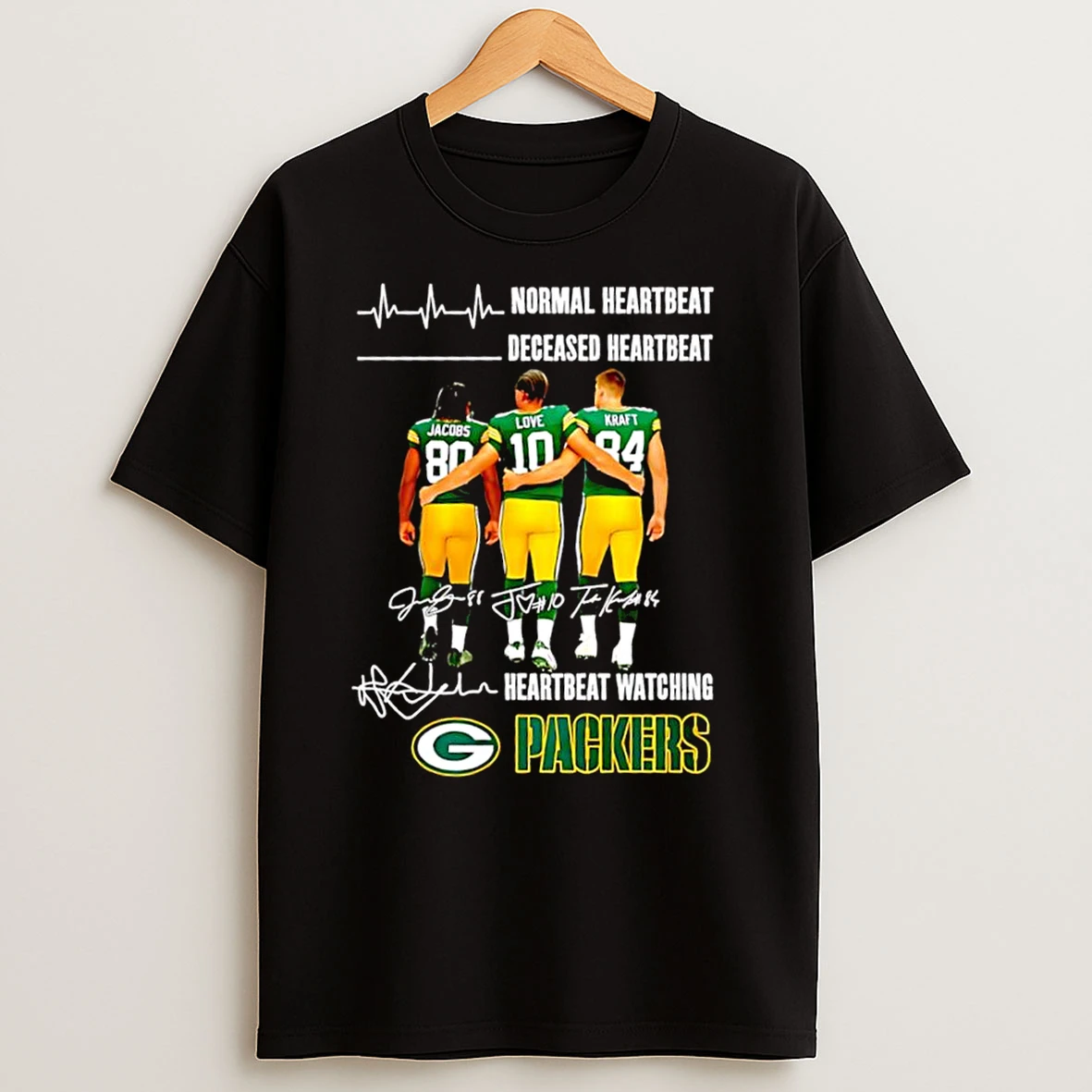 Green Bay Packers Players Normal Heartbeat Deceased Heartbeat Heartbeat Watching Packers Signatures T Shirts