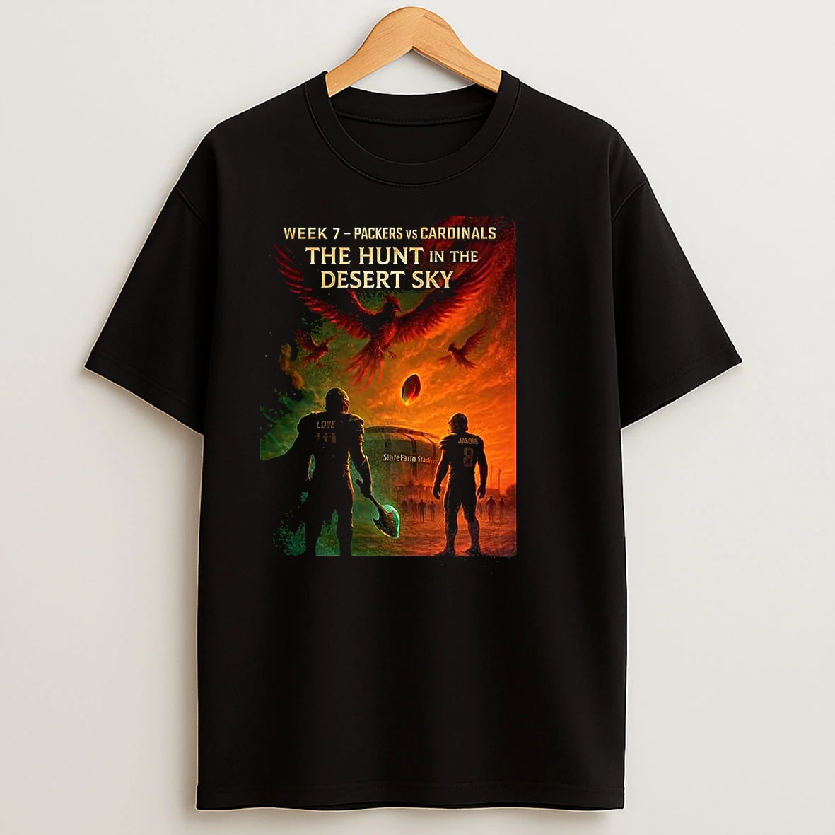 Green Bay Packers Vs Arizona Cardinals Nfl 2025 The Hunt In The Desert Sky T Shirts