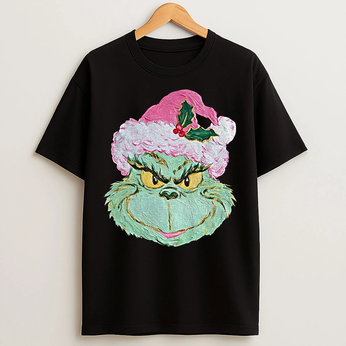 Grinch Brushstroke Christmas Green Monster Hand Painted Christmas T Shirts