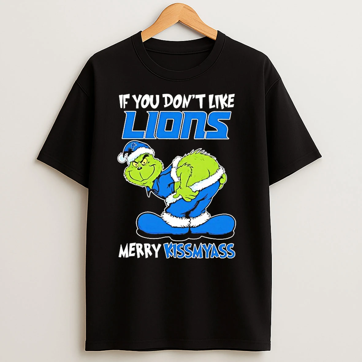 Grinch Detroit Lions If You Dont Like Lions Merry Kissmyass Christmas T Shirts
