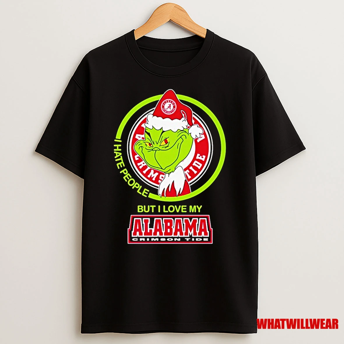 Grinch I Hate People But I Love My Alabama Crimson Tide Shirts