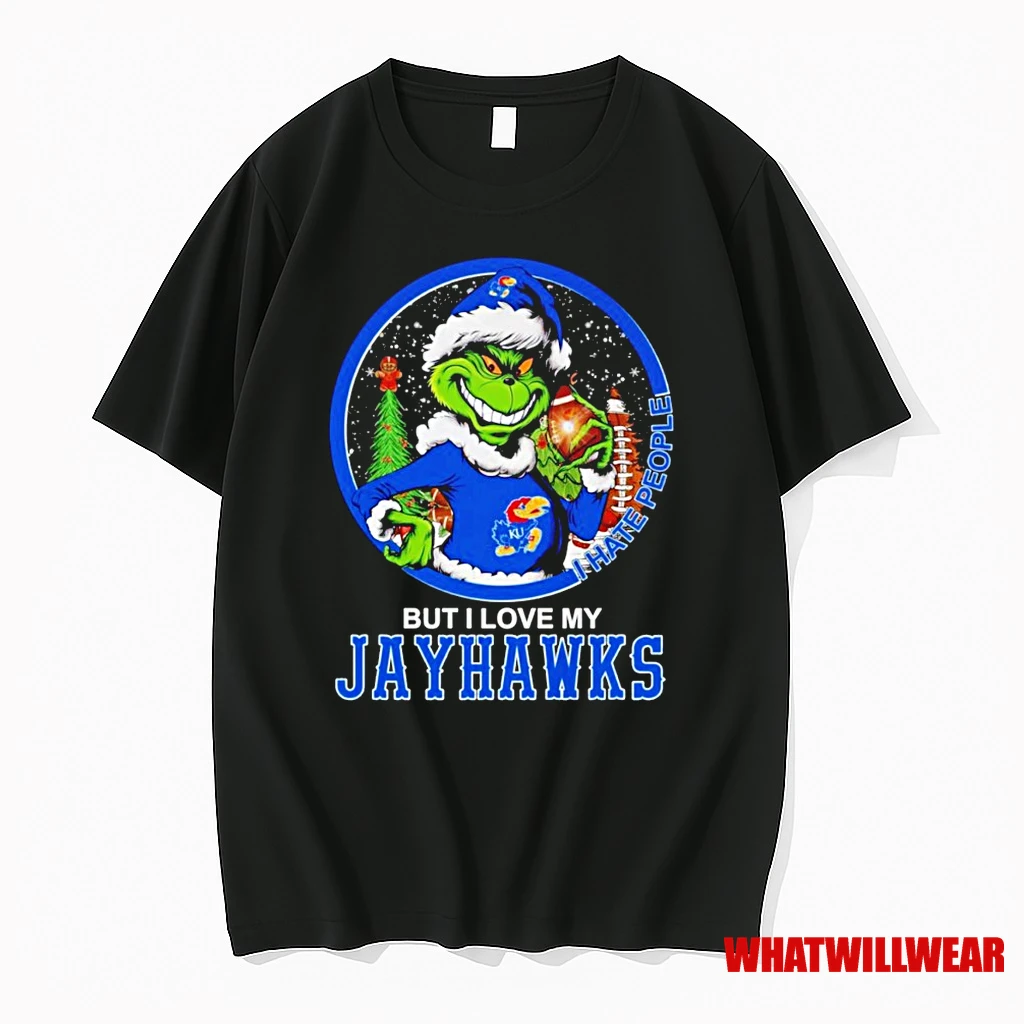 Grinch I Hate People But I Love My Kansas Jayhawks Shirts