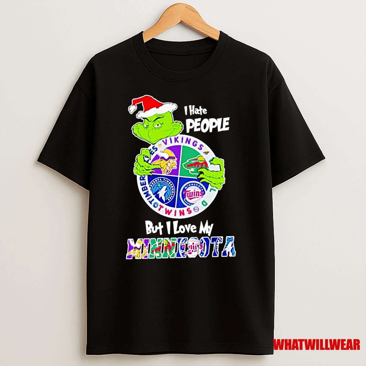 Grinch I Hate People But I Love My Minnesota Sports Teams Christmas Shirts