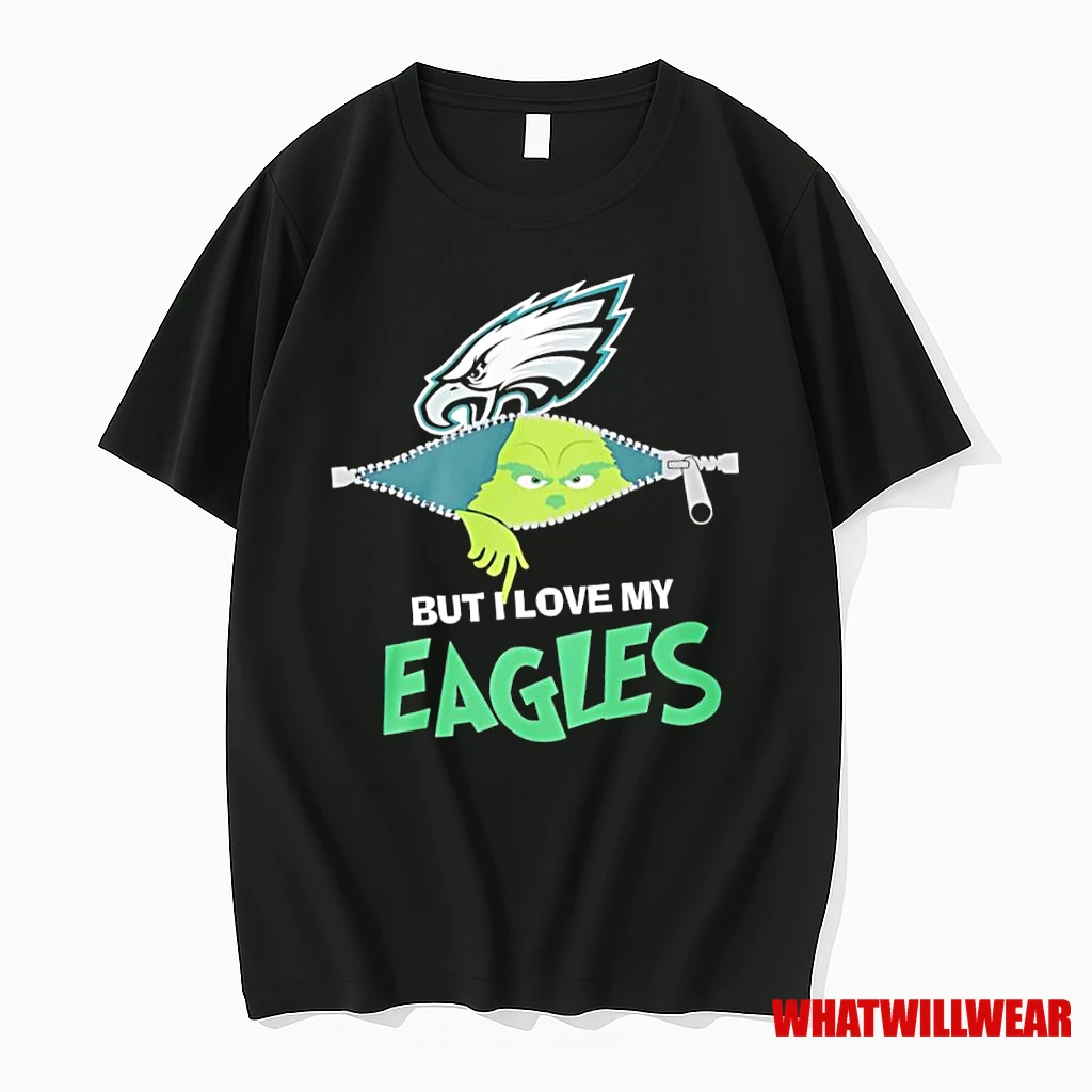 Grinch Philadelphia Eagles Logo But I Love My Eagles Shirts