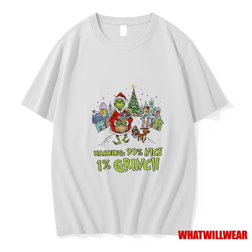 Grinch Santa Hat Warning 99 Nice 1 Grinch Merry Christmas Shirts