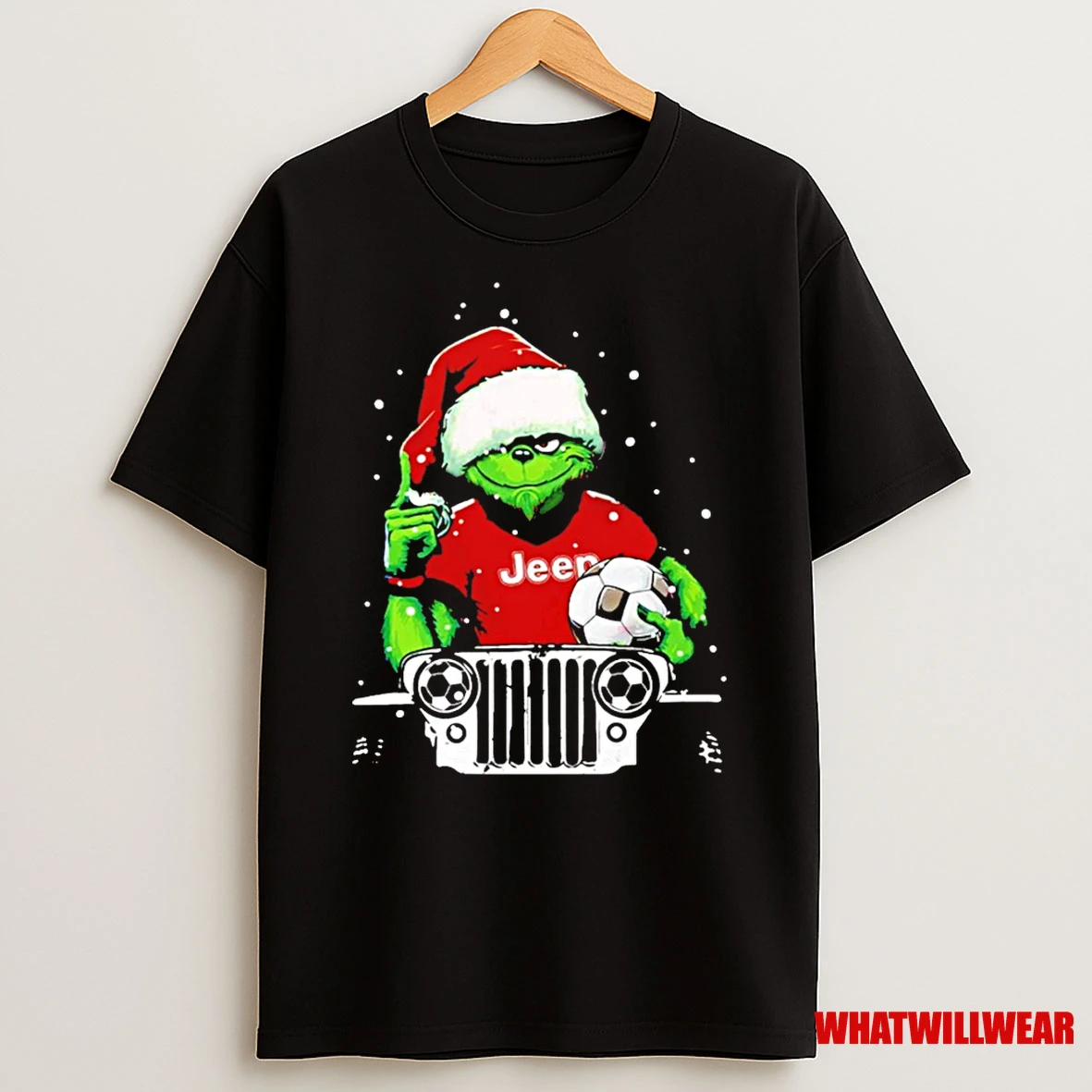 Grinch Santa Soccer Player Christmas Shirts