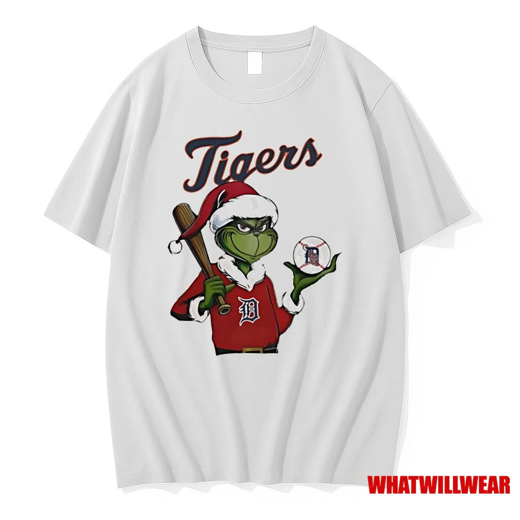 Grinch Santa X Detroit Tigers Christmas Hold The Ball Shirts
