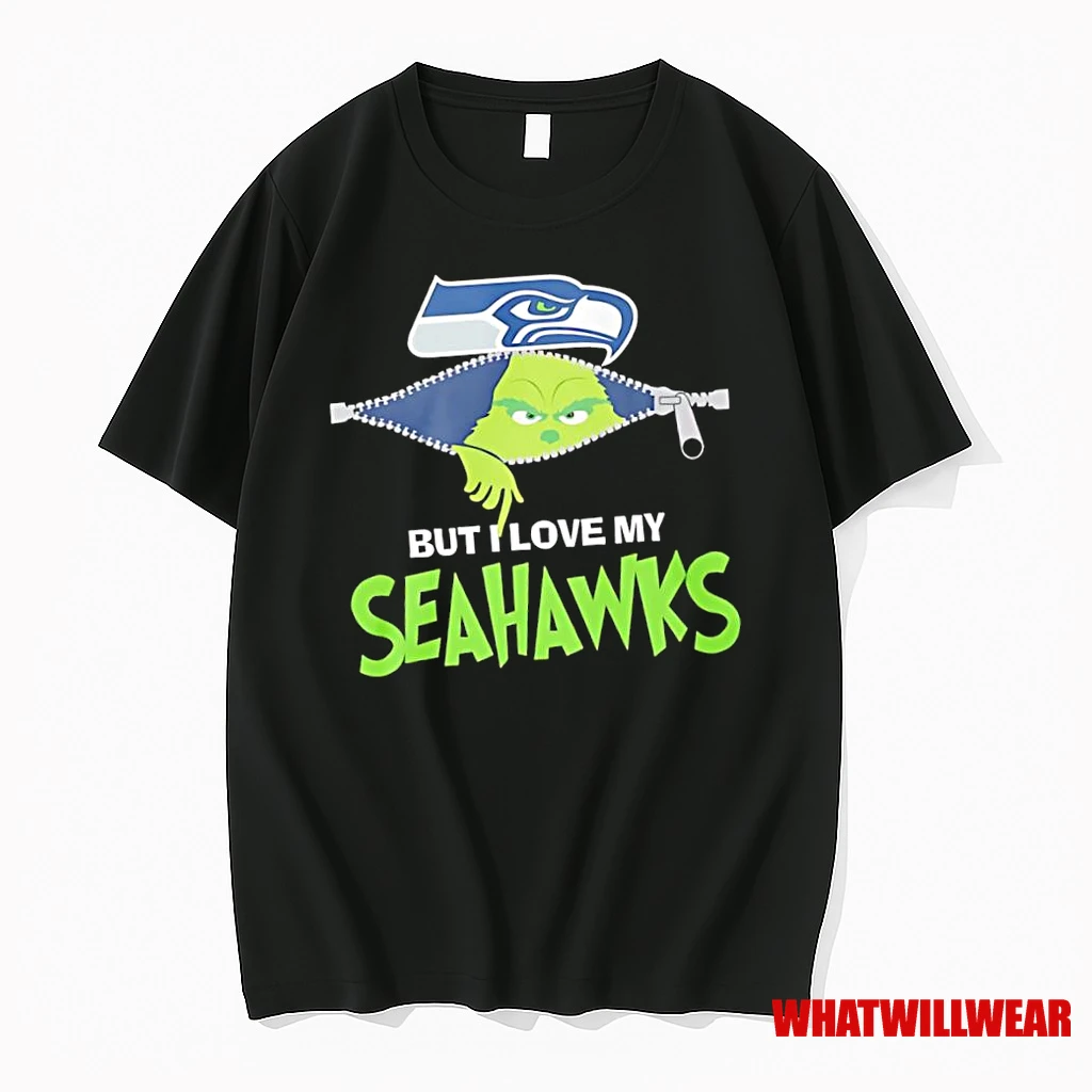 Grinch Seattle Seahawks Logo But I Love My Seahawks Shirts