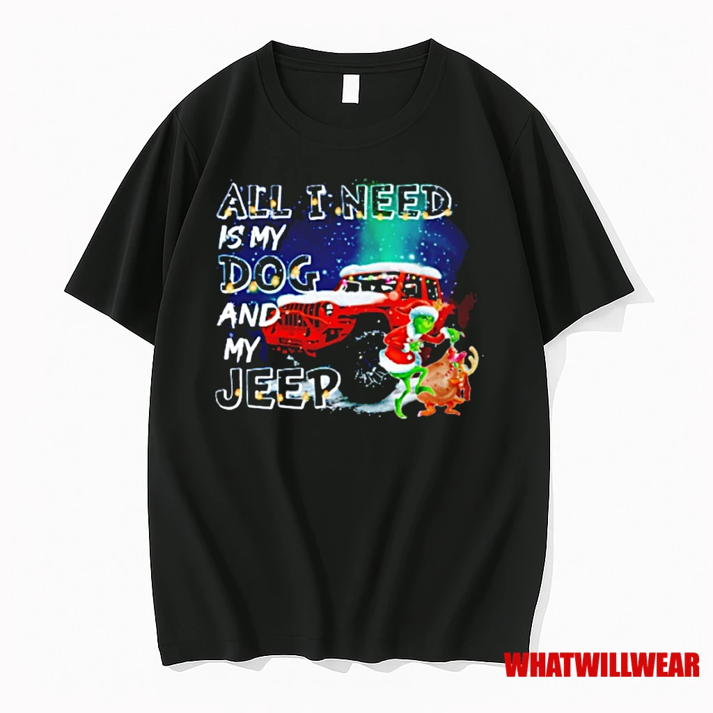 Grinch All I Need Is My Dog And My Jeep Christmas Shirts