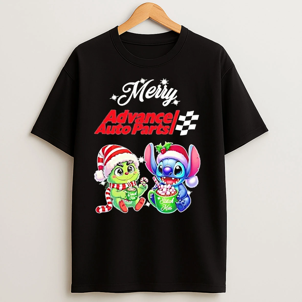 Grinch And Stitch Advance Auto Parts Merry Christmas T Shirts