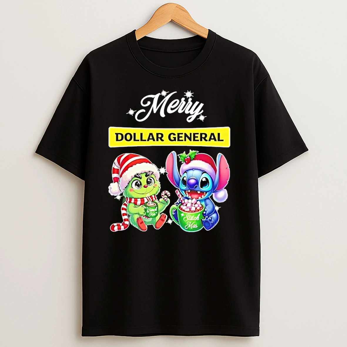 Grinch And Stitch Dollar General Merry Christmas T Shirts